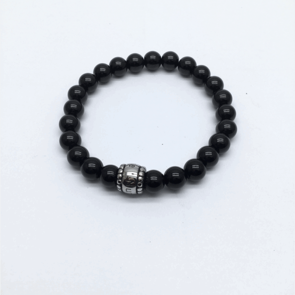 Black Bead Oval Closure Bracelet
