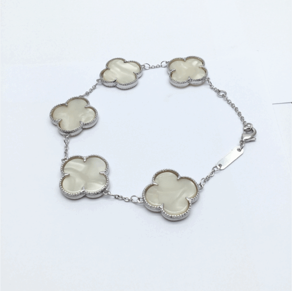Gold White Five Clover Bracelet