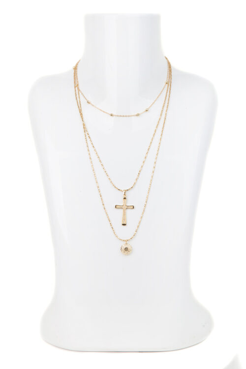 Gina 3-Layer Cross Necklace