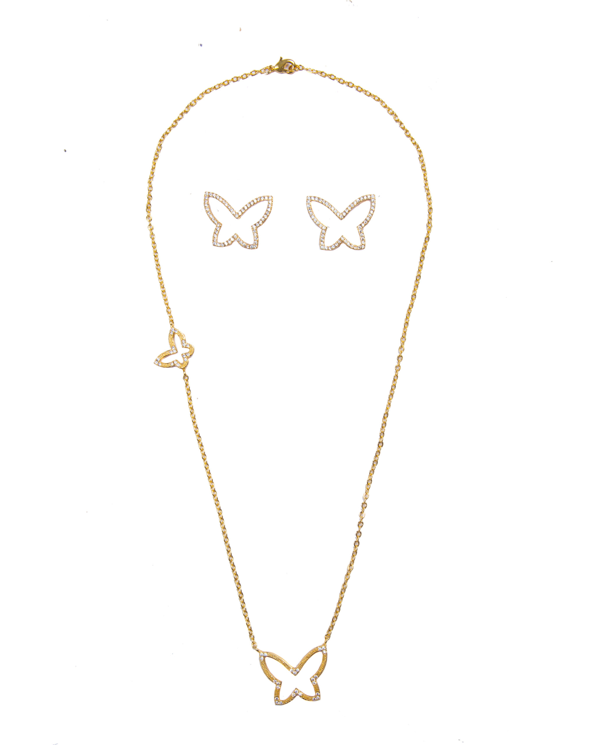 Gold Butterfly Necklace Set