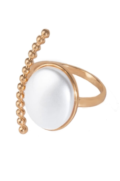 Adjustable Pearl Sickle Ring
