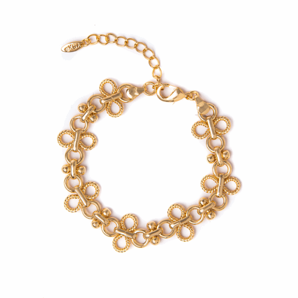 Gold Floral Link Bracelet
