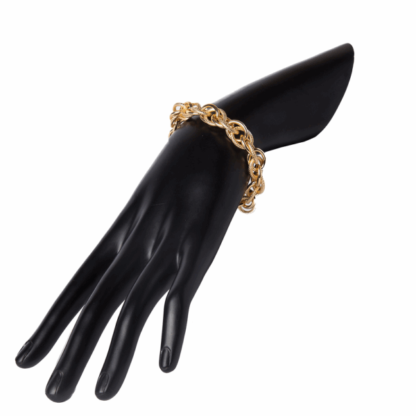 Gold Chunky Textured Link Bracelet - Image 2