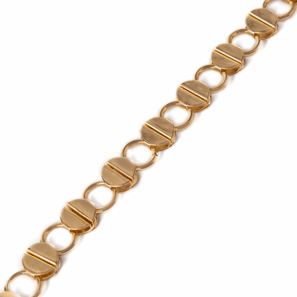 Gold Flat Link Chain Circles Bracelet - Image 3