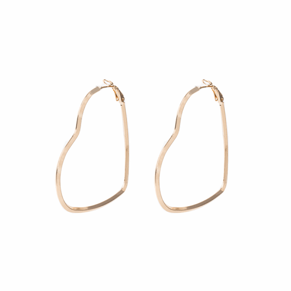 Gold Heart Hoop Earrings - Image 3