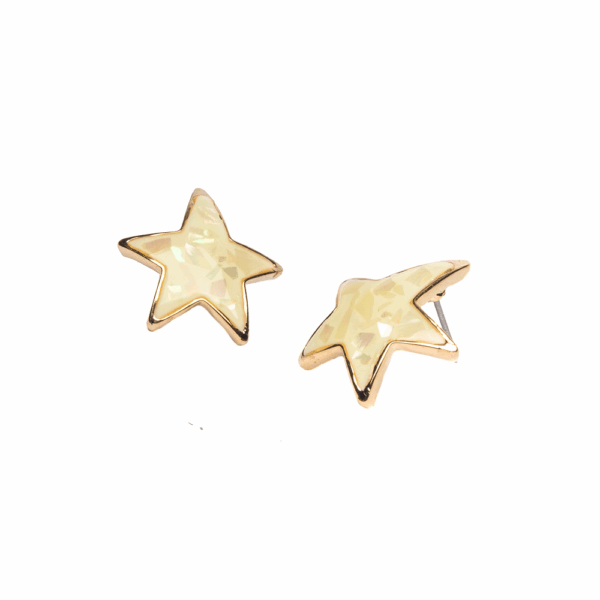 Gold Coated Shimmer Star Stud Earrings - Image 2