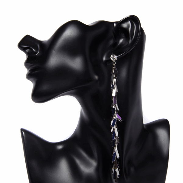 Silver Blade Cascade Earrings - Image 3