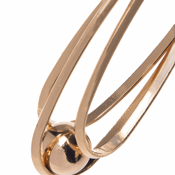 Gold Silver Steel Curved Ball Earring - Image 5