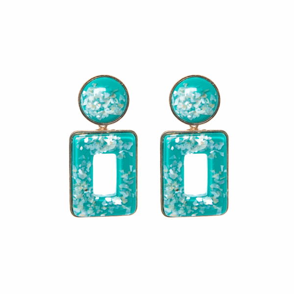 Turquoise Acrylic Retro Drop Earrings