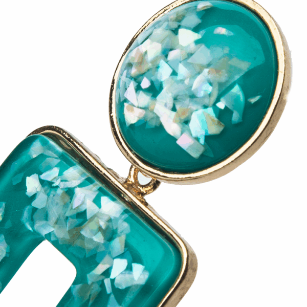 Turquoise Acrylic Retro Drop Earrings - Image 3