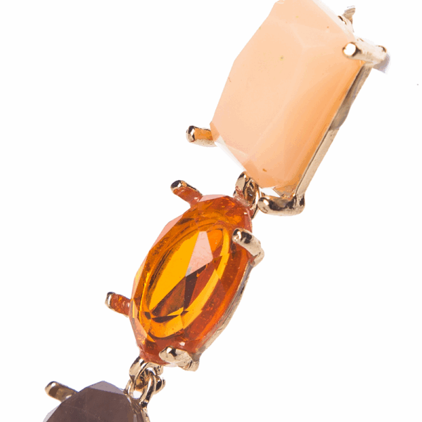 Brown Geometric 3-Bead Drop Earrings - Image 3