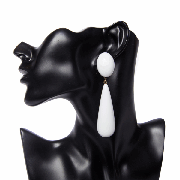 White Large Chunky Acrylic Drops Earrings - Image 2