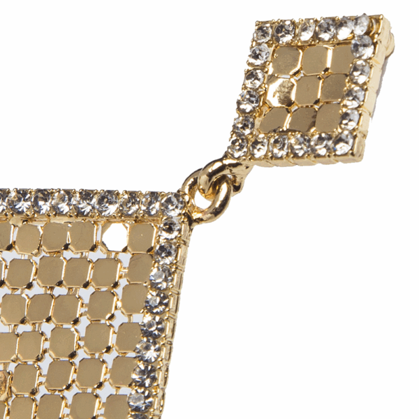 Gold Mesh Square Drop Earring - Image 3