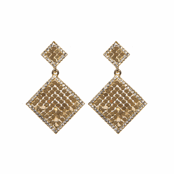 Gold Mesh Square Drop Earring