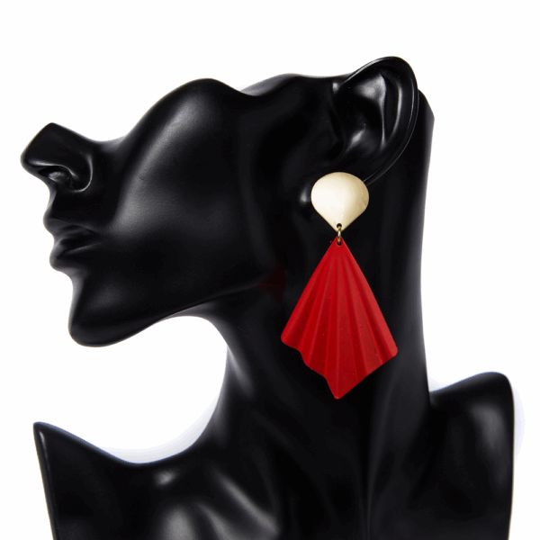 Gold Pleated Fan Earrings - Image 4
