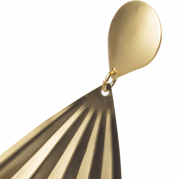Gold Pleated Fan Earrings - Image 3
