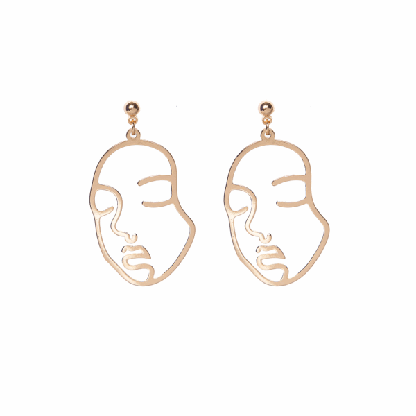 Gold Face Outline Earring