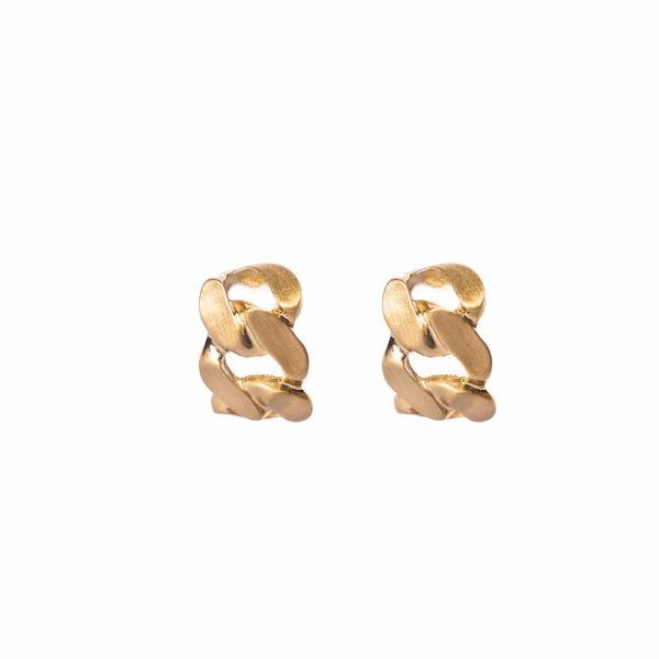 Gold Curb chain Stud Earrings - Image 3