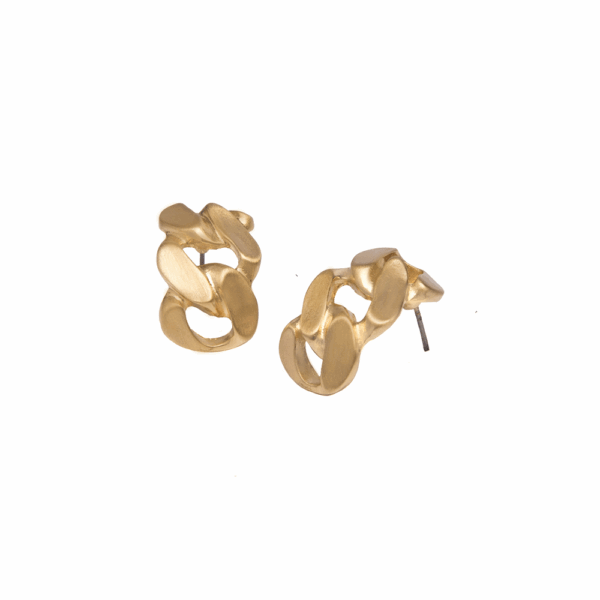 Gold Curb chain Stud Earrings