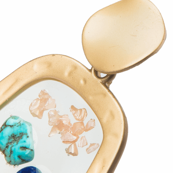 Gold Geometric Gem paste Earring - Image 3