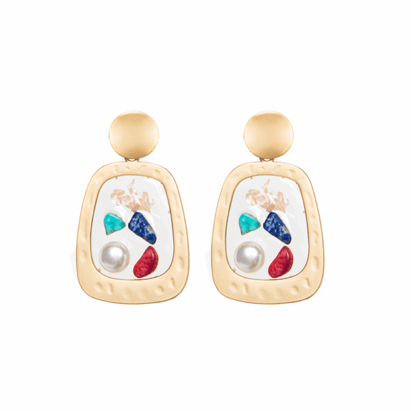 Gold Geometric Gem paste Earring