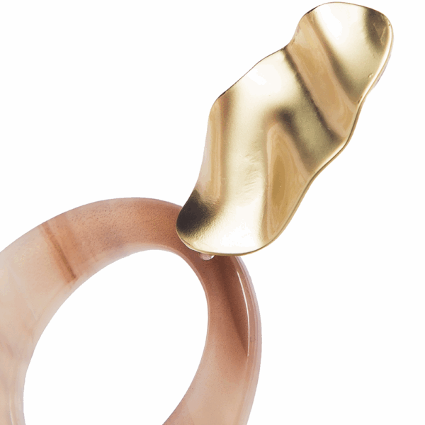 Gold Brown Marbled Cut Out Acrylic Earrings - Image 2