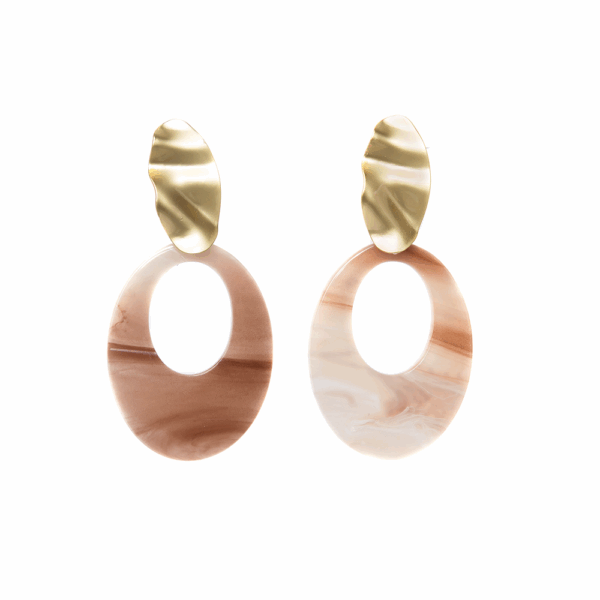Gold Brown Marbled Cut Out Acrylic Earrings