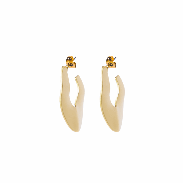 Gold Cut Out Hoop Earrings - Image 3