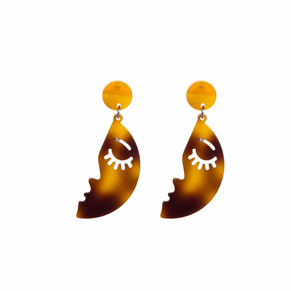 Brown Moonface Acrylic Earrings