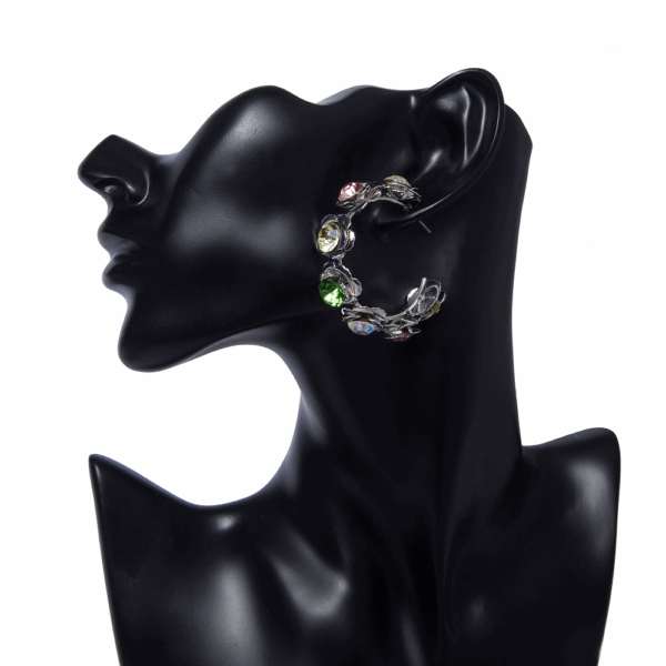 Silver Crafted Floral Pearl Hoops - Image 3