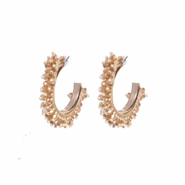 Gold Beaded Hoop Earring - Image 2