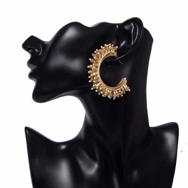 Gold Beaded Hoop Earring - Image 3