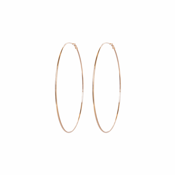 Gold  Skinny Hoop Earrings  100mm - Image 3