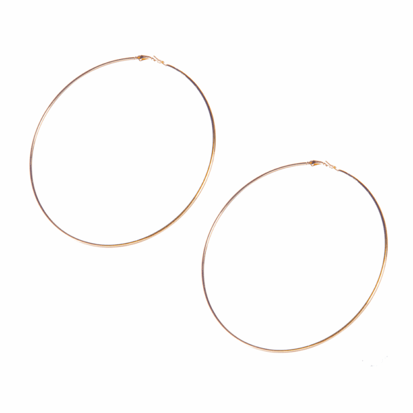 Gold  Skinny Hoop Earrings  100mm - Image 2