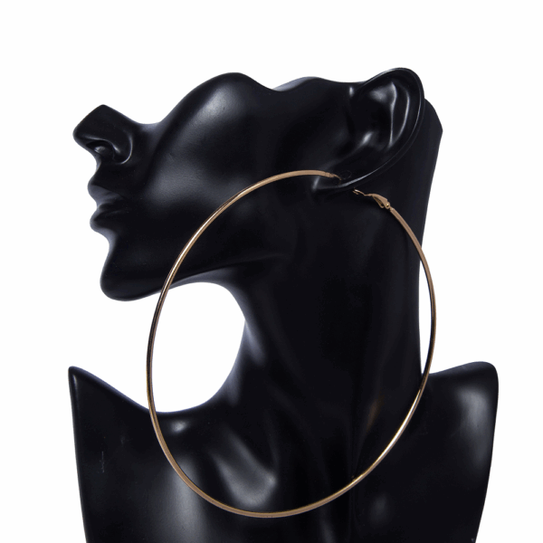 Gold  Skinny Hoop Earrings  100mm