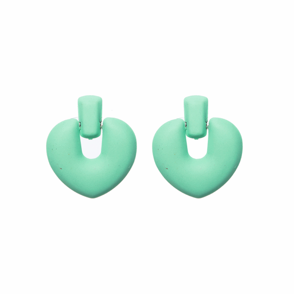 Green Coated Retro Heart Earrings