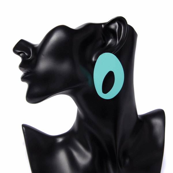 Turquoise Oval Cut out Stud Earrings - Image 2