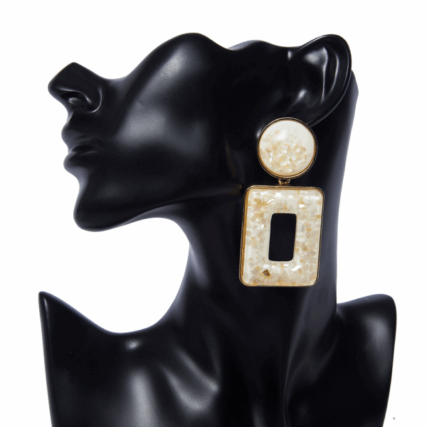 Turquoise Acrylic Retro Drop Earrings - Image 5