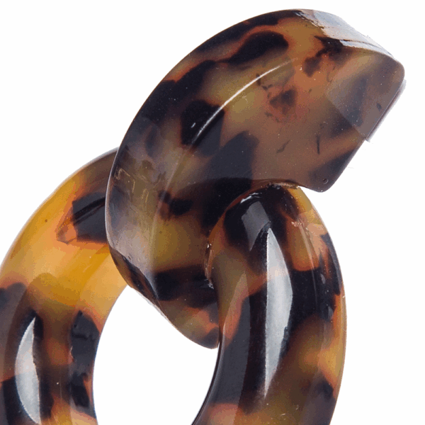Brown Marbled Acrylic Circle Earrings - Image 3