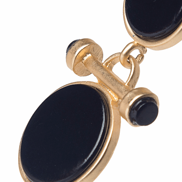 Brown Acrylic Double Circle Link Earrings - Image 3