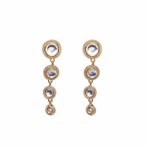Gold Green Gradual Diamante Drop Earrings - Image 4