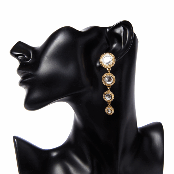 Gold Green Gradual Diamante Drop Earrings - Image 6