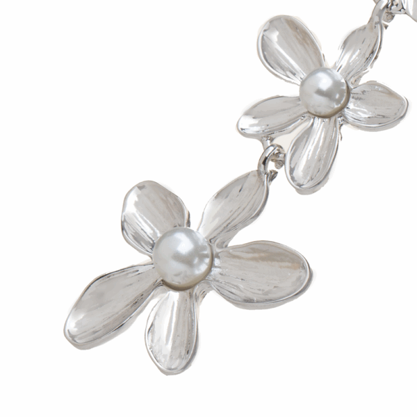 Gold Triple Flower Drop Earrings - Image 6