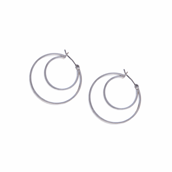 Gold Double Circle Hoop Earrings - Image 3