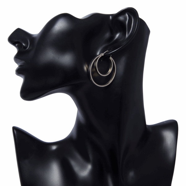 Gold Double Circle Hoop Earrings - Image 2