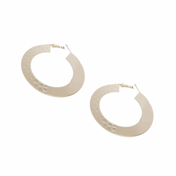 Gold Textured Plate Hoop Earring