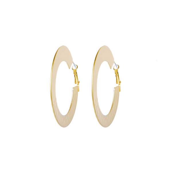 Gold Textured Plate Hoop Earring - Image 3