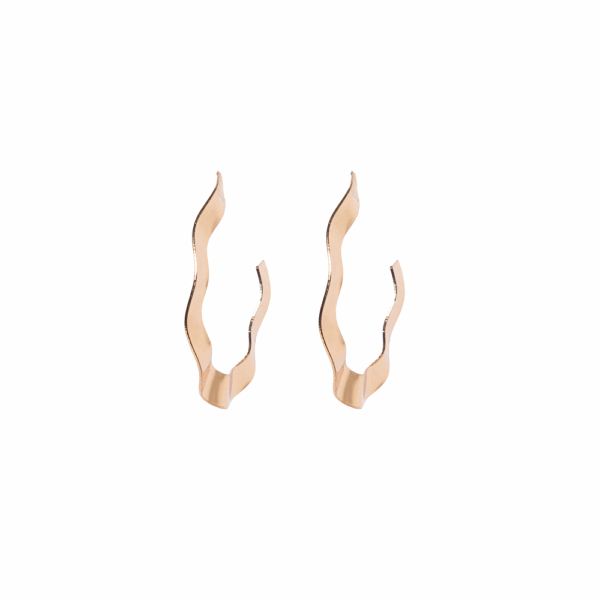 Gold Open End wavy Hoops - Image 3