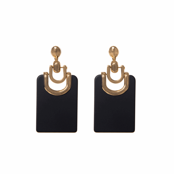 Gold Black Large Acrylic Earrings