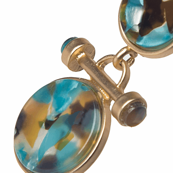 Brown Acrylic Double Circle Link Earrings - Image 6